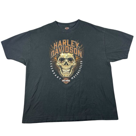 Harley Davison Skull Graphic Shirt Men’s XXL Buckeyes Dayton Ohio Motorcycle Y2K - Picture 2 of 11